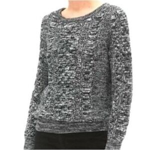 GAP for Good Women Gray Heather M Cable Knit Sweater Preppy Chunky Academia Boho